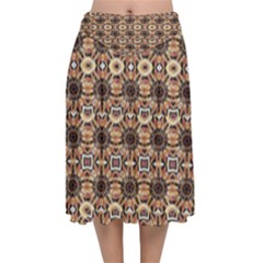 Abstract Sunflower Velvet Flared Midi Skirt by ConteMonfrey