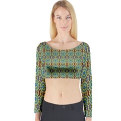 Colorful Sunflowers Long Sleeve Crop Top by ConteMonfrey