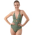 Colorful Sunflowers Halter Cut-Out One Piece Swimsuit View1