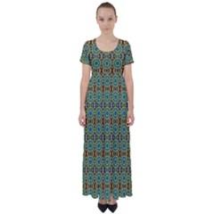 Colorful Sunflowers High Waist Short Sleeve Maxi Dress by ConteMonfrey