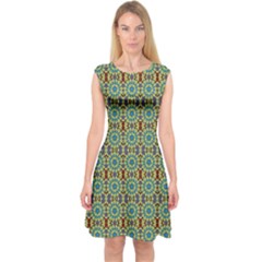 Colorful Sunflowers Capsleeve Midi Dress by ConteMonfrey