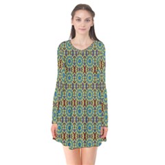 Colorful Sunflowers Long Sleeve V-neck Flare Dress by ConteMonfrey