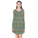 Colorful Sunflowers Long Sleeve V-neck Flare Dress View1