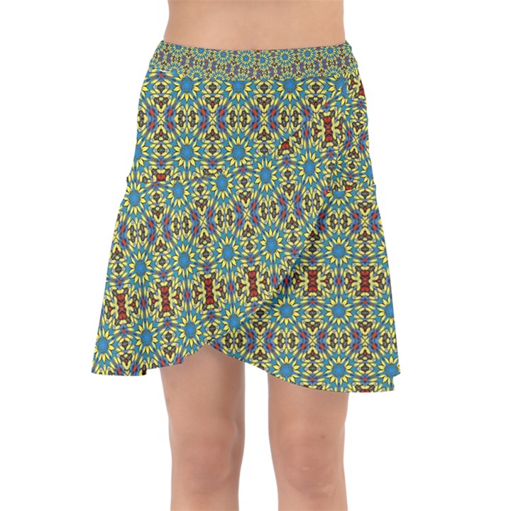 Colorful Sunflowers Wrap Front Skirt