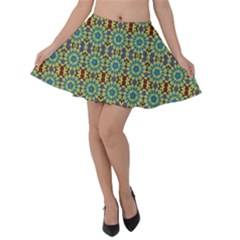 Colorful Sunflowers Velvet Skater Skirt by ConteMonfrey