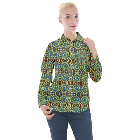 Colorful Sunflowers Women s Long Sleeve Pocket Shirt by ConteMonfrey