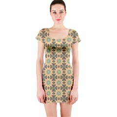 Abstracr Green Caramels Short Sleeve Bodycon Dress by ConteMonfrey