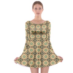 Abstracr Green Caramels Long Sleeve Skater Dress by ConteMonfrey