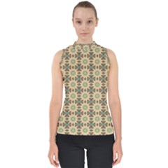 Abstracr Green Caramels Mock Neck Shell Top by ConteMonfrey