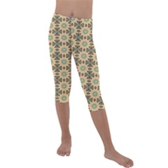 Abstracr Green Caramels Kids  Lightweight Velour Capri Leggings  by ConteMonfrey