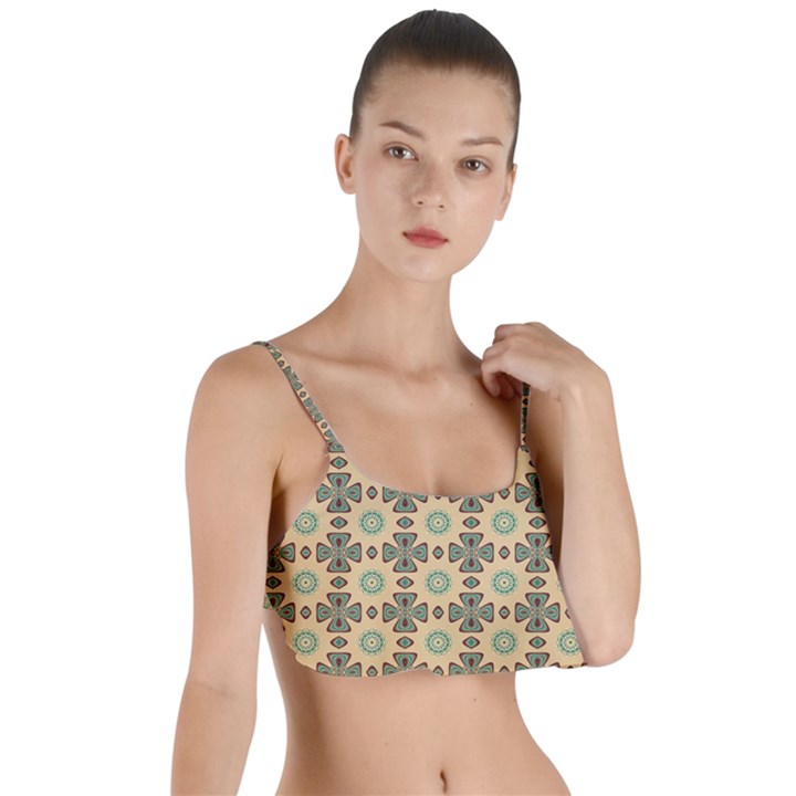 Abstracr Green Caramels Layered Top Bikini Top 