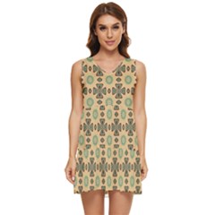 Abstracr Green Caramels Tiered Sleeveless Mini Dress by ConteMonfrey