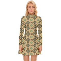 Abstracr Green Caramels Long Sleeve Velour Longline Dress by ConteMonfrey