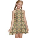 Abstracr Green Caramels Kids  Halter Collar Waist Tie Chiffon Dress View1