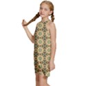 Abstracr Green Caramels Kids  Halter Collar Waist Tie Chiffon Dress View2