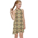 Abstracr Green Caramels Kids  Halter Collar Waist Tie Chiffon Dress View3