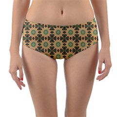 Abstract Green Caramels Reversible Mid-waist Bikini Bottoms by ConteMonfrey