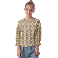 Abstract Green Caramels Kids  Cuff Sleeve Top