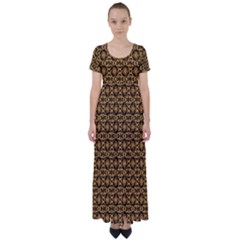 Cat Head Caleidoscope High Waist Short Sleeve Maxi Dress by ConteMonfrey