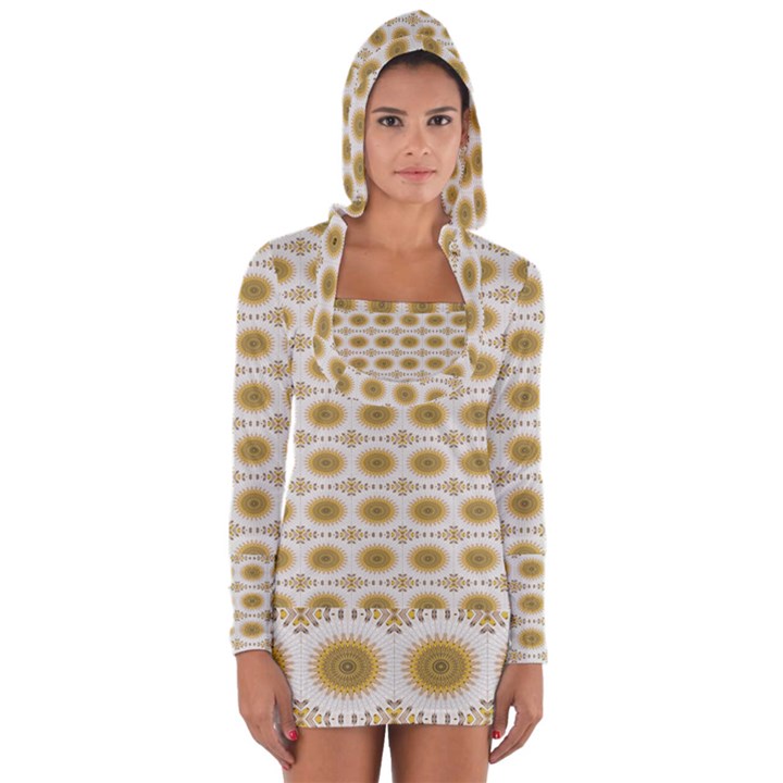 Abstract Petals Long Sleeve Hooded T-shirt