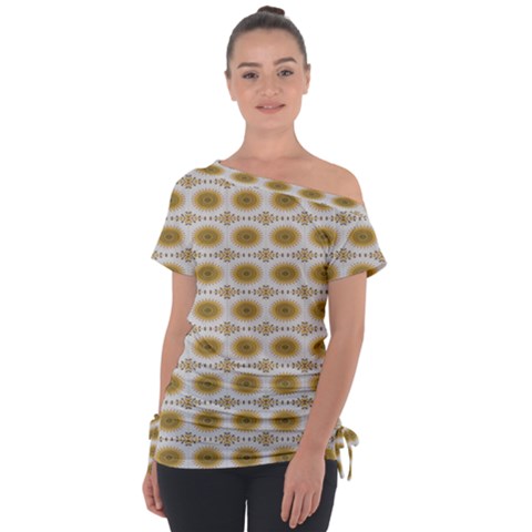 Abstract Petals Off Shoulder Tie-up Tee by ConteMonfrey