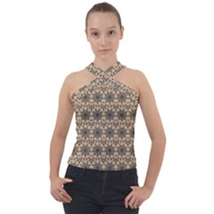 Abstract Dance Cross Neck Velour Top by ConteMonfrey