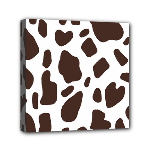 Cow Spots Brown White Mini Canvas 6  X 6  (stretched) by ConteMonfrey