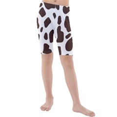 Cow Spots Brown White Kids  Mid Length Swim Shorts by ConteMonfrey