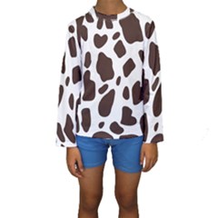 Cow Spots Brown White Kids  Long Sleeve Swimwear by ConteMonfrey