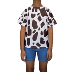 Cow Spots Brown White Kids  Short Sleeve Swimwear by ConteMonfrey