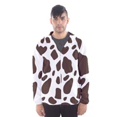 Cow Spots Brown White Men s Hooded Windbreaker by ConteMonfrey