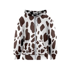 Cow Spots Brown White Kids  Zipper Hoodie by ConteMonfrey