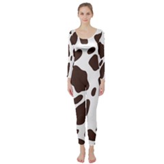 Cow Spots Brown White Long Sleeve Catsuit by ConteMonfrey