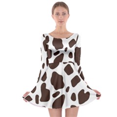 Cow Spots Brown White Long Sleeve Skater Dress by ConteMonfrey