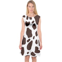 Cow Spots Brown White Capsleeve Midi Dress by ConteMonfrey