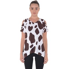 Cow Spots Brown White Cut Out Side Drop Tee by ConteMonfrey