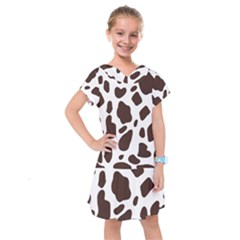 Cow Spots Brown White Kids  Drop Waist Dress by ConteMonfrey