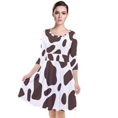 Cow Spots Brown White Quarter Sleeve Waist Band Dress by ConteMonfrey