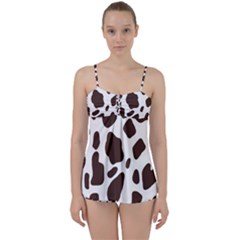 Cow Spots Brown White Babydoll Tankini Set by ConteMonfrey