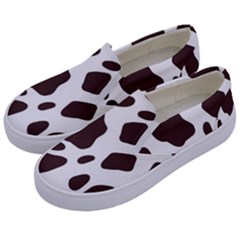 Cow Spots Brown White Kids  Canvas Slip Ons by ConteMonfrey