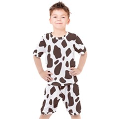 Cow Spots Brown White Kids  Tee And Shorts Set by ConteMonfrey