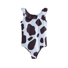 Cow Spots Brown White Kids  Frill Swimsuit by ConteMonfrey