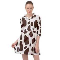 Cow Spots Brown White Mini Skater Shirt Dress by ConteMonfrey