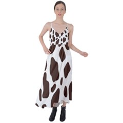 Cow Spots Brown White Tie Back Maxi Dress by ConteMonfrey