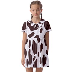 Cow Spots Brown White Kids  Asymmetric Collar Dress by ConteMonfrey