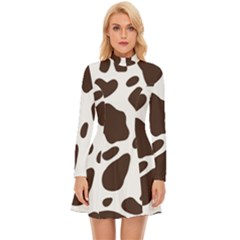 Cow Spots Brown White Long Sleeve Velour Longline Dress by ConteMonfrey