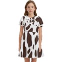 Cow spots brown white Kids  Bow Tie Puff Sleeve Dress View1