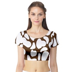 Brown White Cow Short Sleeve Crop Top by ConteMonfrey