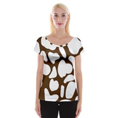 Brown White Cow Cap Sleeve Top by ConteMonfrey