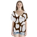 Brown white cow V-Neck Flutter Sleeve Top View1